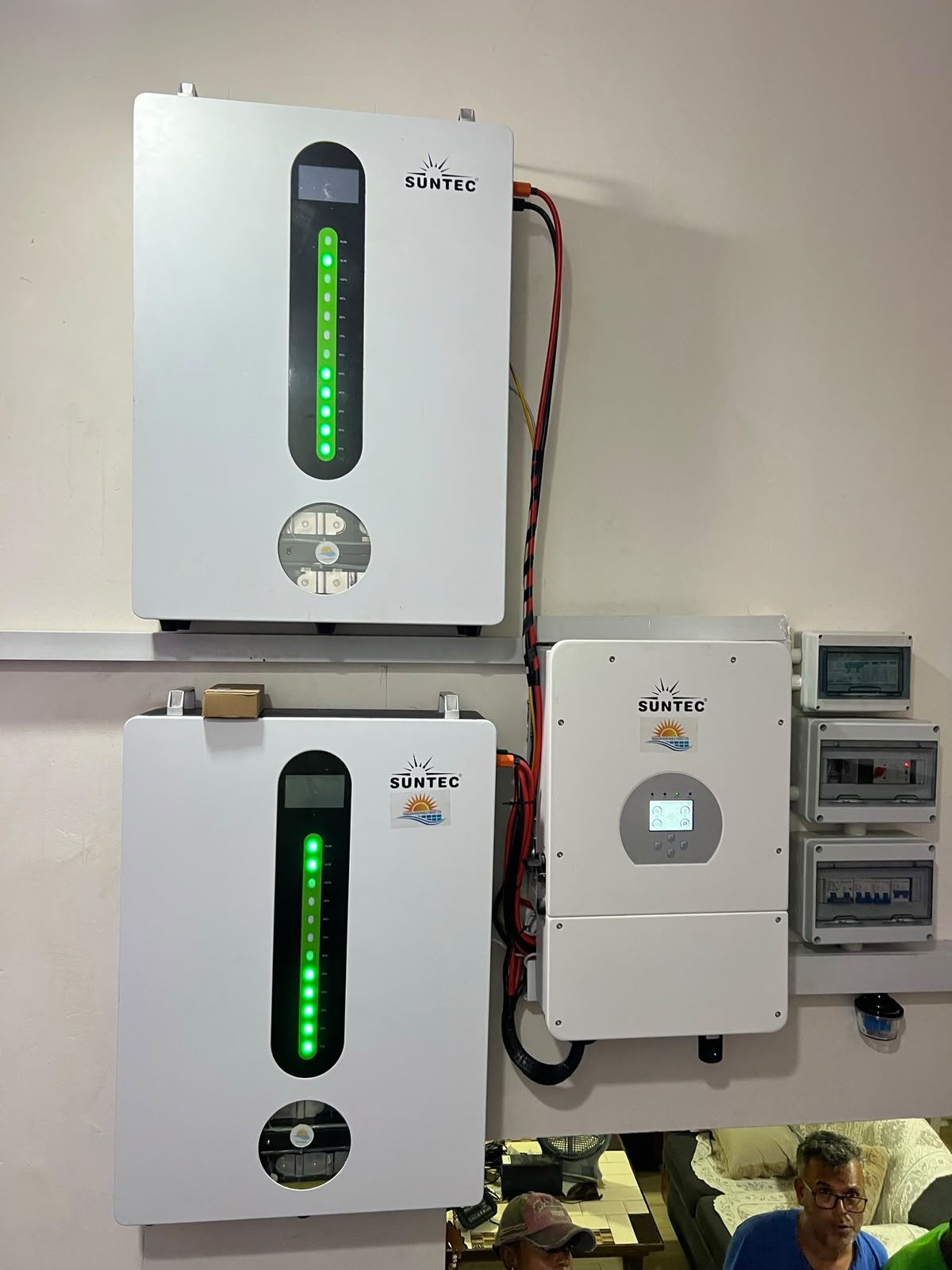 Wall-mounted battery stack