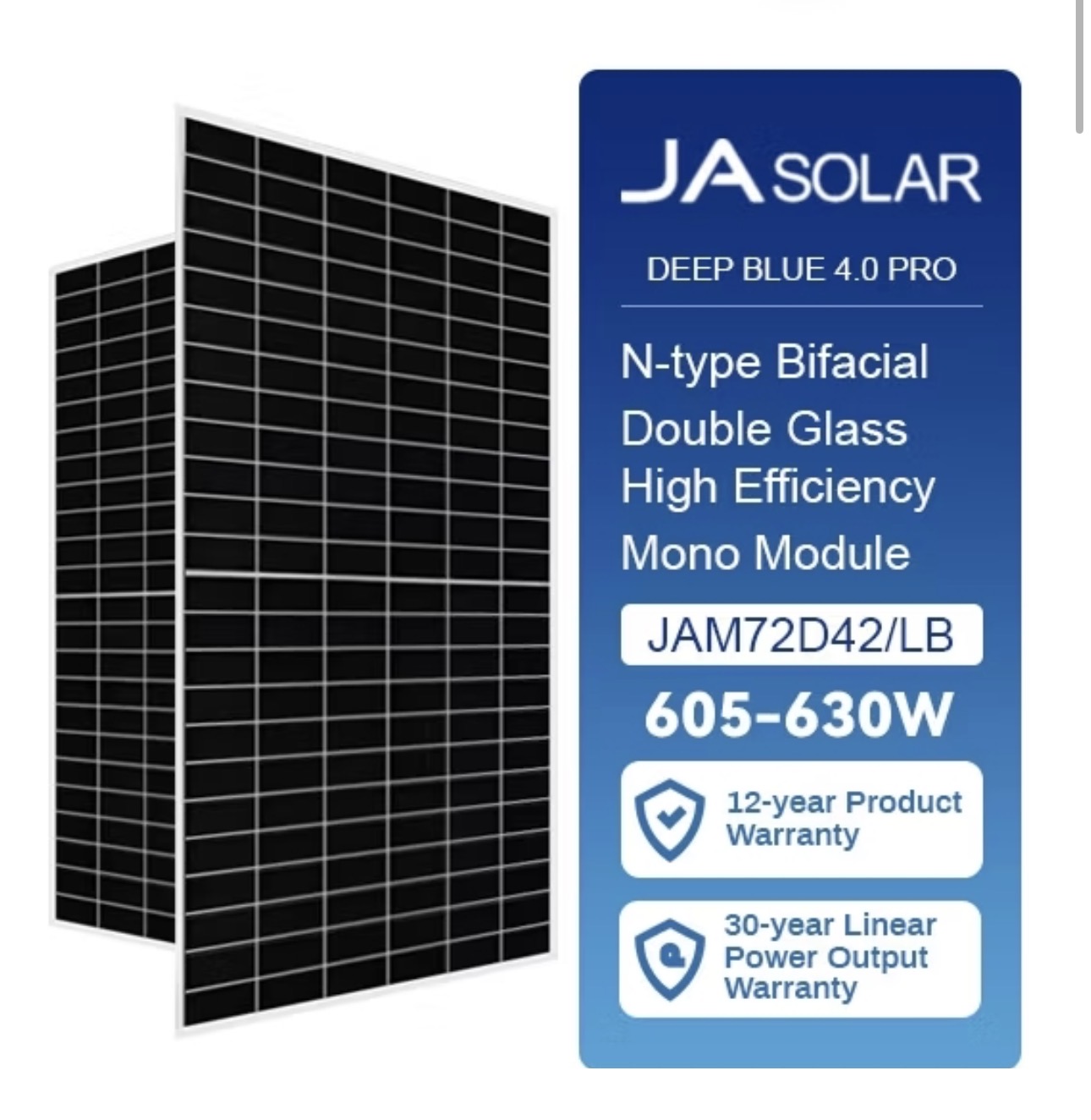 JA Solar Panels 615W Bifacial