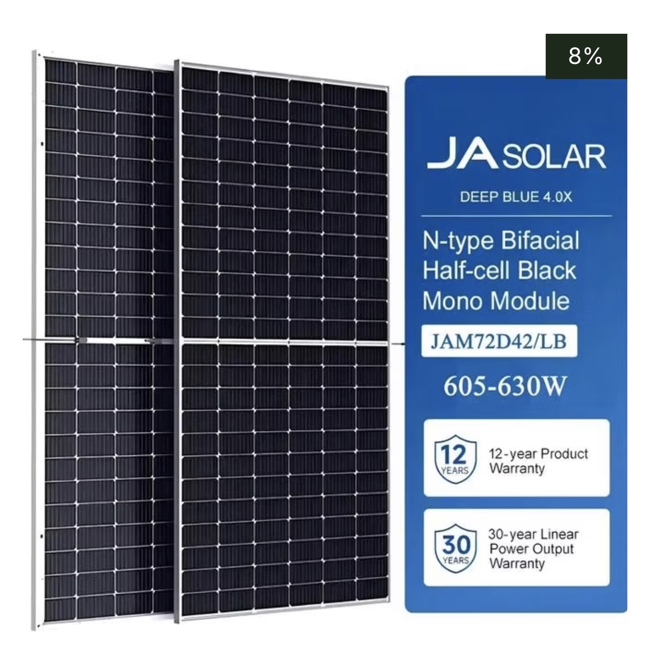 JA Solar Panels 620W Bifacial